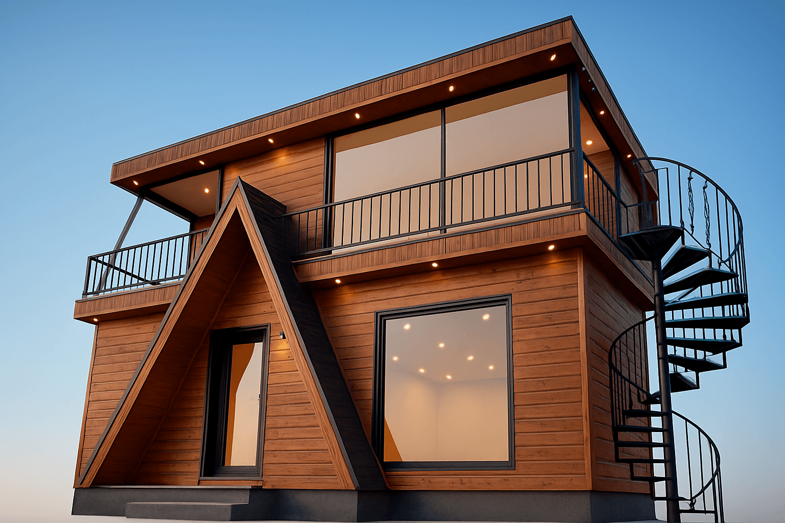 کانکس کانکس رف گاردن / چوبی – کانکس روفدار دوطبقه با نمای چوبی مدرن – طراحی ویژه ویلایی – کانکس نیکان