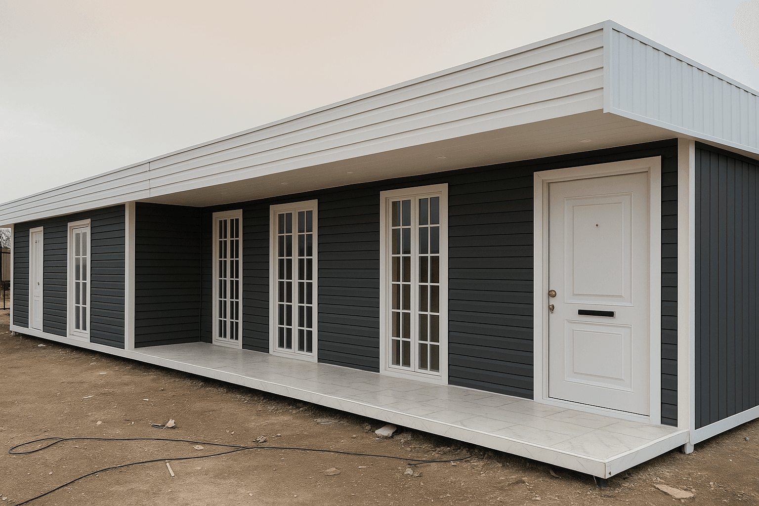 کانکس کانکس فلت – کانکس فلت مدرن با ایوان و نمای دو رنگ – طراحی لوکس – کانکس نیکان